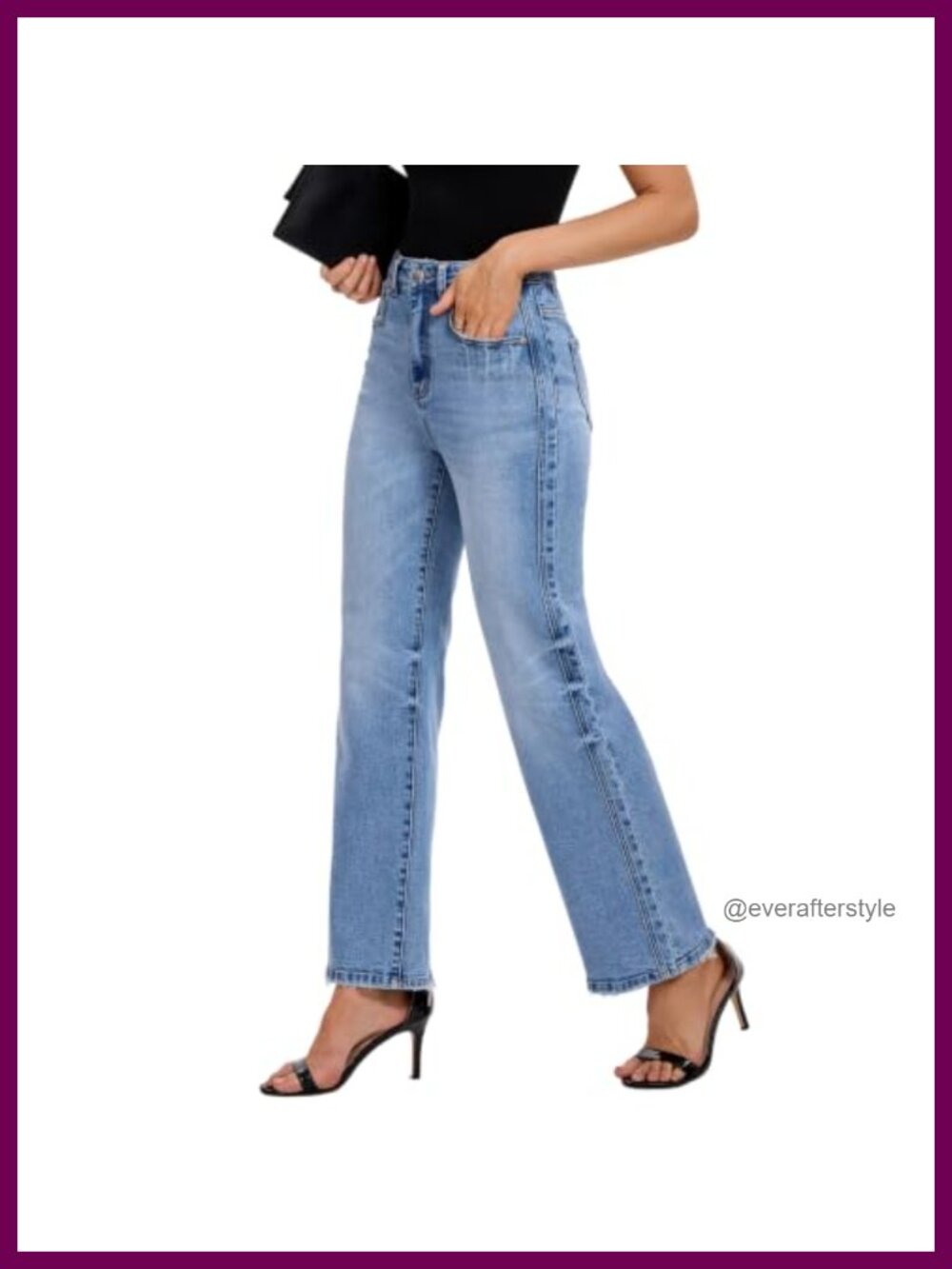 High Waisted Straight Leg Stretch Denim Jeans for Women